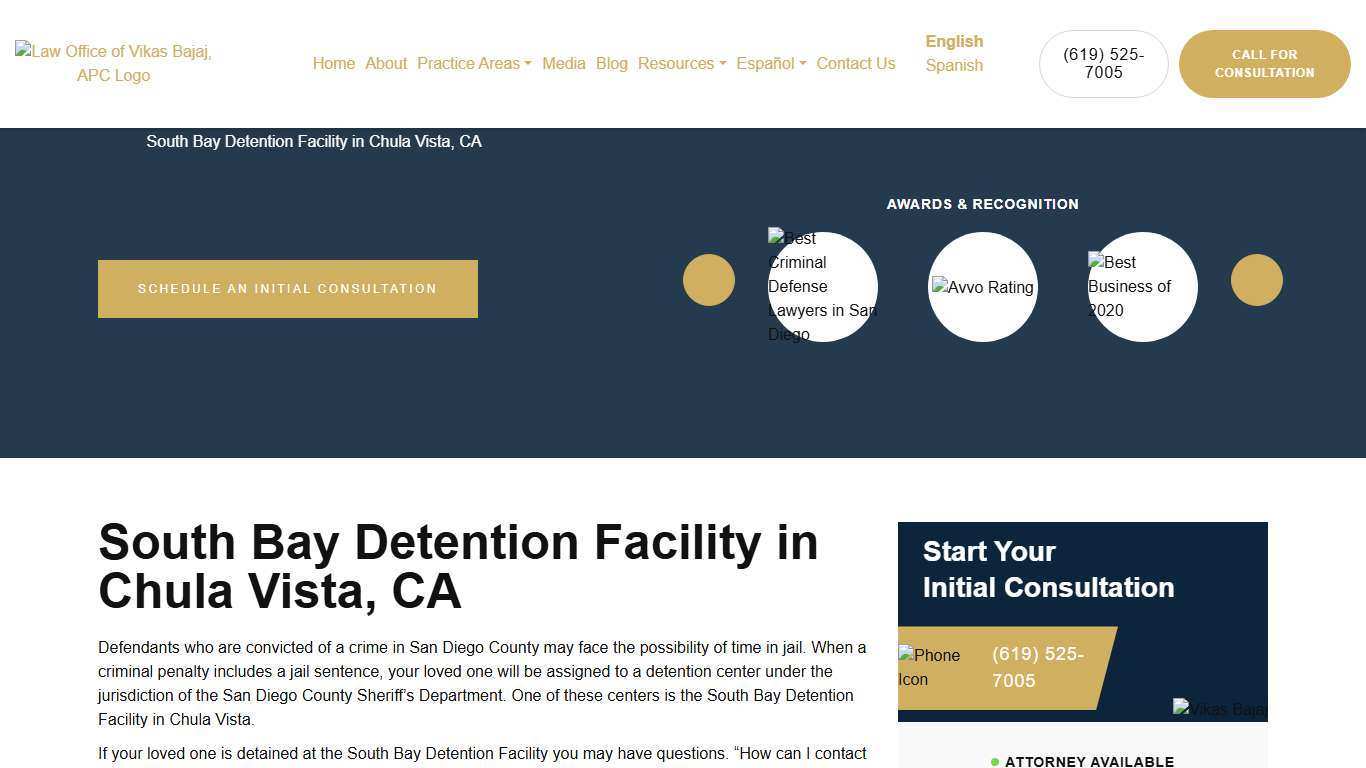 South Bay Detention Facility in Chula Vista, CA Vikas Bajaj
